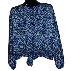 Marc Newyork style Colourful Geo pattern long sleeve blouse  Sz L New